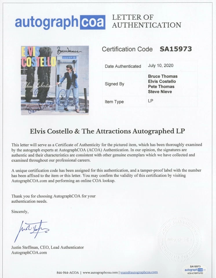 Elvis Costello & the Attractions Group Signed "Taking Liberties" Album (4 Sigs) (ACOA) - 2