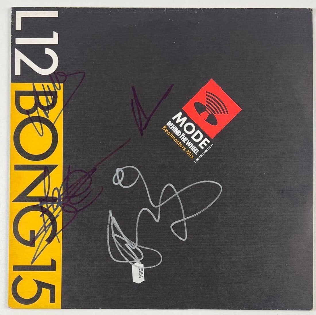 Depeche Mode Group Singed "BONG15" Album (4 Sigs): "BONG15" album signed on the cover in blue and silver felt tip markers by Depeche Mode band members David Gahan, Martin Gore, Alan Wilder, and Andrew Fletcher. Measuring approximately 12" x 12" and in