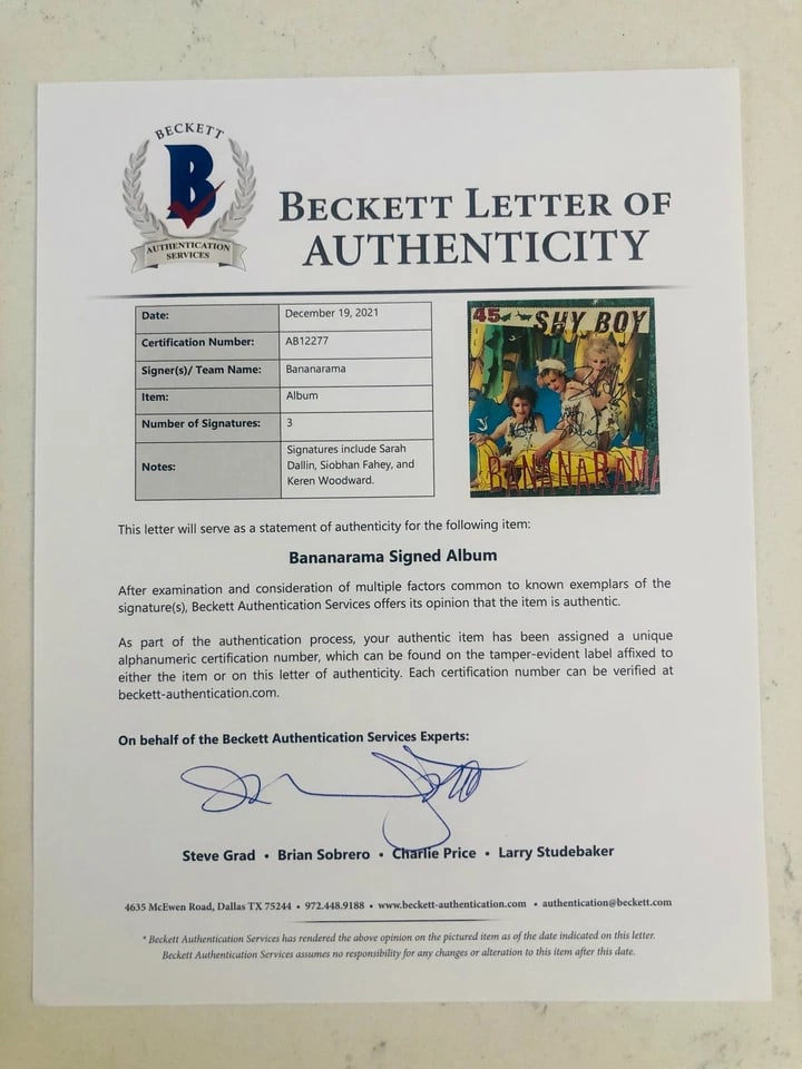 Bananarama Fully Group Signed "Shy Boy" Album (3 Sigs) (Beckett Authentication) - 2