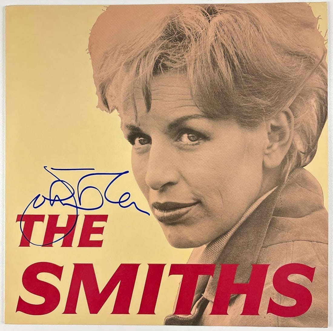 The Smiths: Johnny Marr Signed "Ask" Album (Beckett Authentication): "Ask" album signed on the cover in blue felt tip marker by The Smiths band member Johnny Marr. Measuring approximately 12" x 12" and in fine condition. Record is included. Obtained in-person.