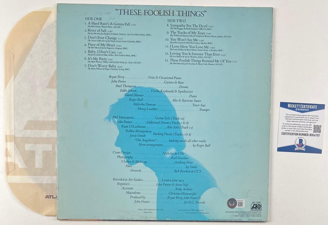 Roxy Music: Bryan Ferry Signed "These Foolish Things" Album (Beckett Authentication) - 2
