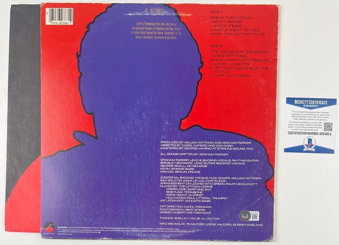 Graham Parker & the Shot: Graham Parker Signed "Steady Nerves" Album (Beckett Authentication) - 2