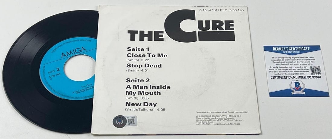The Cure: Robert Smith Signed East Germany Release "The Cure" 45 (Beckett) - 3