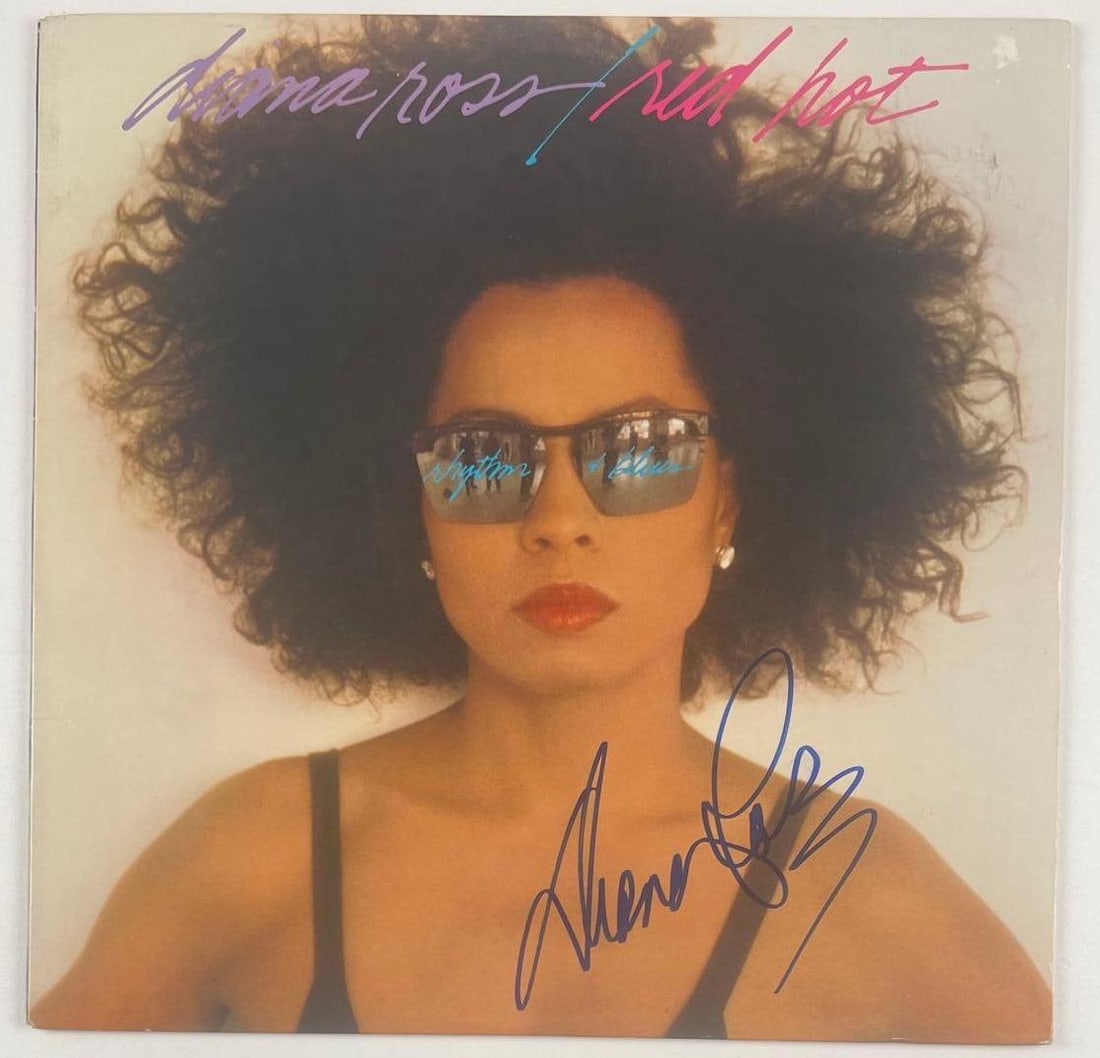 Supremes: Diana Ross Signed "Red Hot Rhythm & Blues" Album (Beckett): "Red Hot Rhythm & Blues" album signed on the cover in blue felt tip marker by signer Diana Ross. Measuring approximately 12" x 12" and in fine condition. Record is included. Obtained in-person.