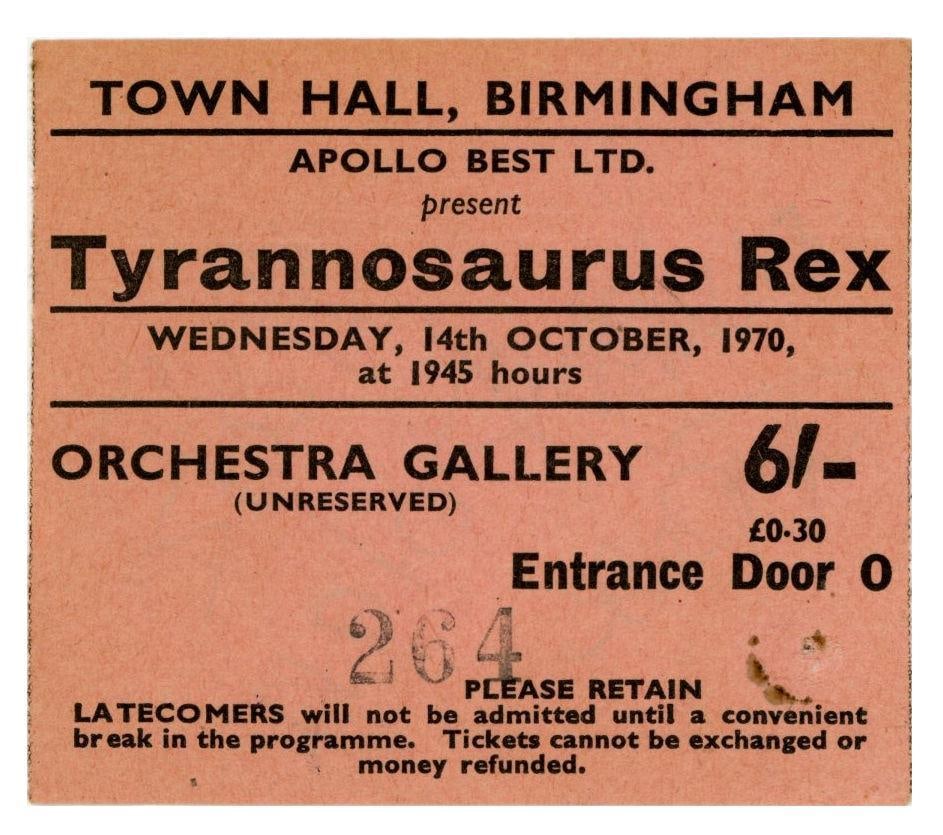 T.Rex: Marc Bolan & Mickey Finn Signed 1970 Ticket Stub (2 Sigs) (Tracks COA) - 3