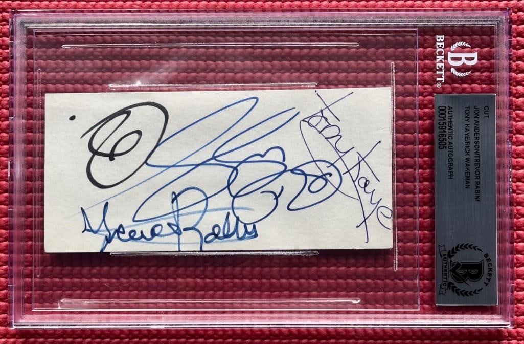 Yes Group Signed Cut (4 Sigs) (Beckett Encapsulated) (1 of 3)