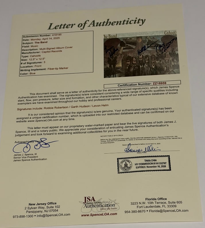 The Band Group Signed "Cahoots" LP Album (3 Sigs) (JSA Authentication) - 3