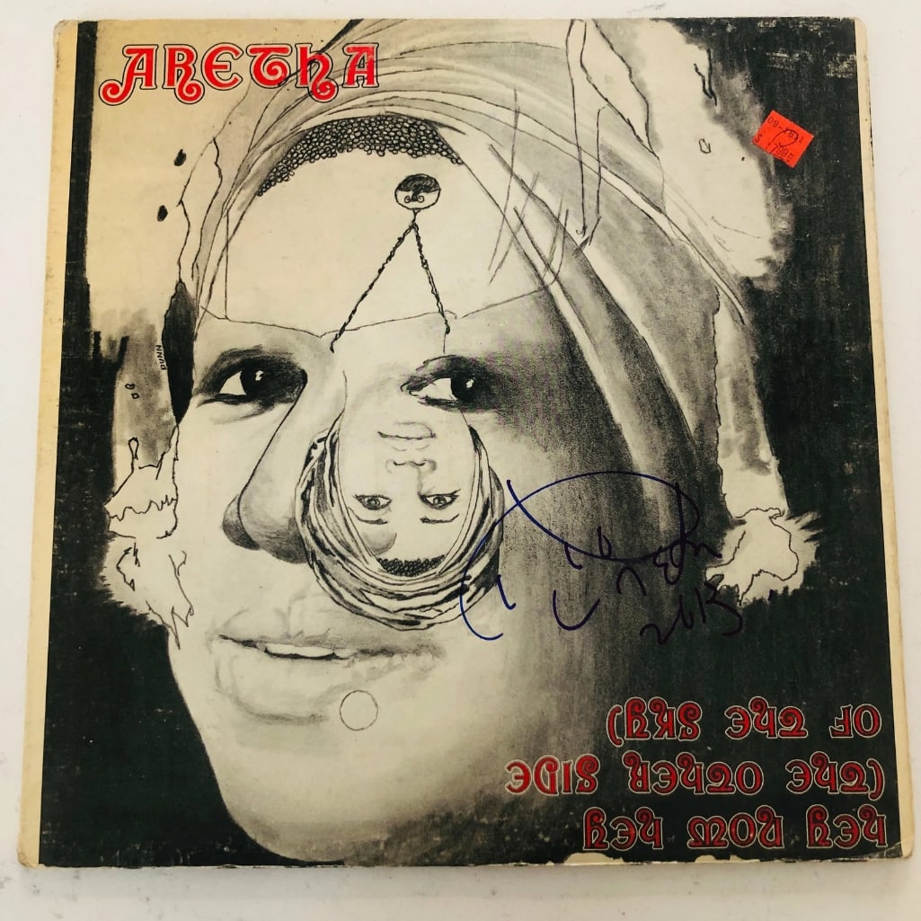 Aretha Franklin Signed "Hey Now Hey" LP Album (Beckett Authentication): "Hey Now Hey" LP album signed on the cover in blue felt tip marker by musician Aretha Franklin, who also inscribed the date "2013" after her signature. Measuring approximately 12" x 12" and in fine