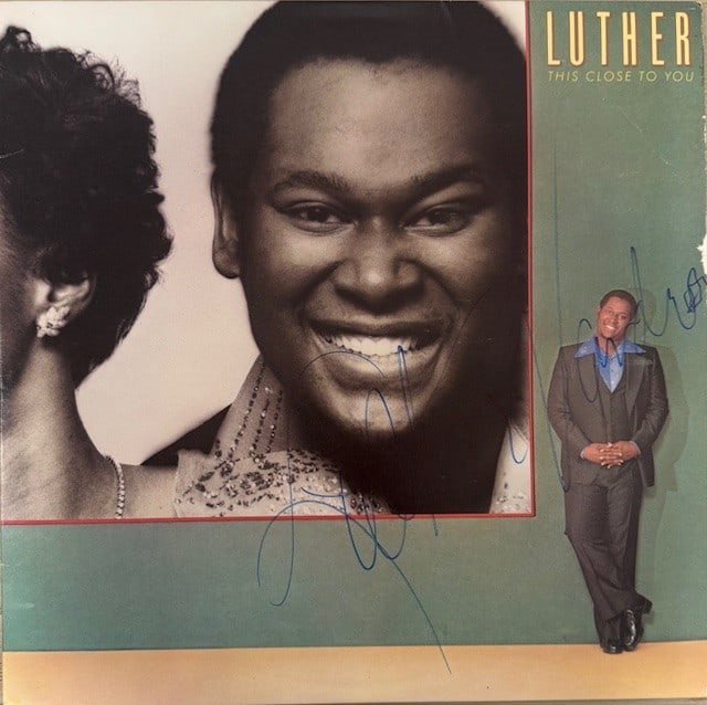 Luther Vandross Signed "This Close to You" LP Album (Third Party Guaranteed): "This Close to You" LP album signed on the cover in blue felt tip marker by musician Luther Vandross. Measuring approximately 12" x 12" and in fine condition. Record is included. Accompanied by show c