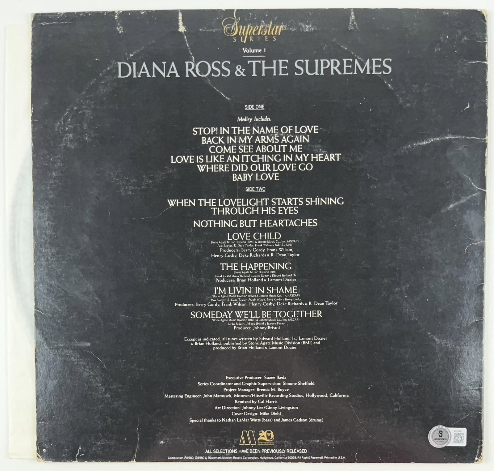 The Supremes & Diana Ross Group Signed "Celebrating Motown's 20th Anniversary" Album (3 Sigs) (BAS) - 2
