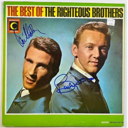 The Righteous Brothers Group Signed "The Best of" Album (2 Sigs) (Beckett): "The Best of the Righteous Brothers" album signed on the cover in blue felt tip marker by The Righteous Brothers band members Bill Medley and Bobby Hatfield. Record is included. Obtained in-person.