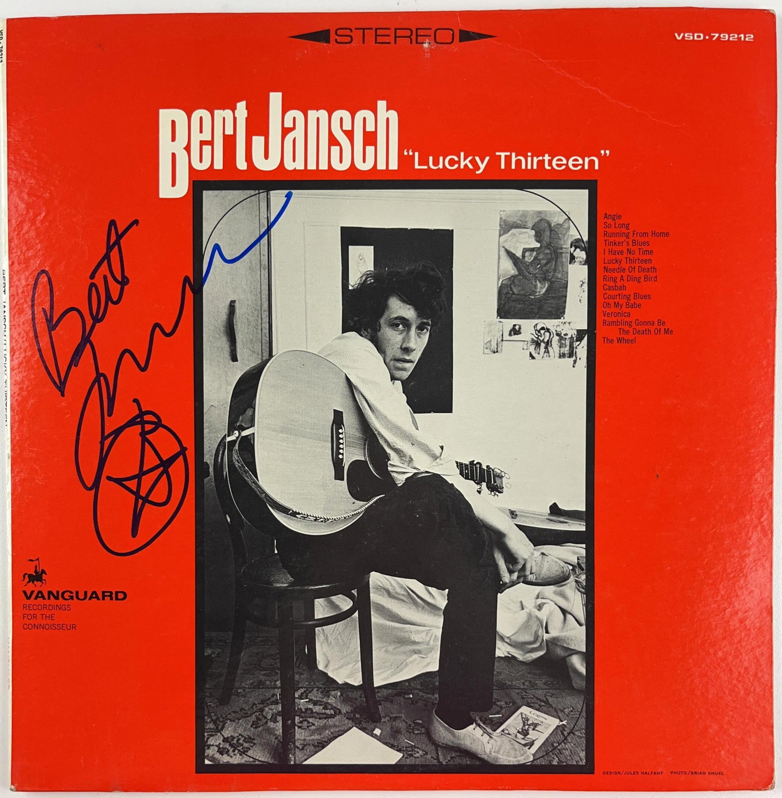 Bert Jansch Signed "Lucky Thirteen" Album (Beckett Authentication): "Lucky Thirteen" album signed on the cover in blue felt tip marker by musician Bert Jansch. Measuring approximately 12" x 12" and in fine condition. Record is included. Obtained in-person. Authenticat