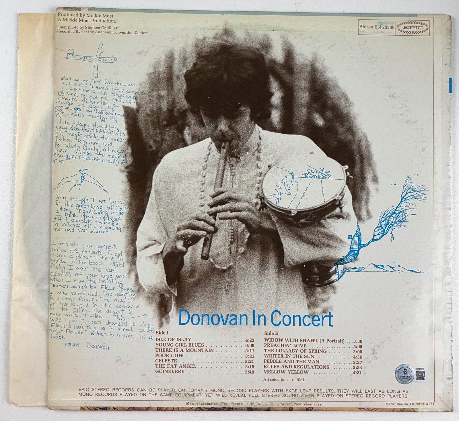 Donovan Signed "Donovan in Concert" Album (Beckett Authentication) - 2