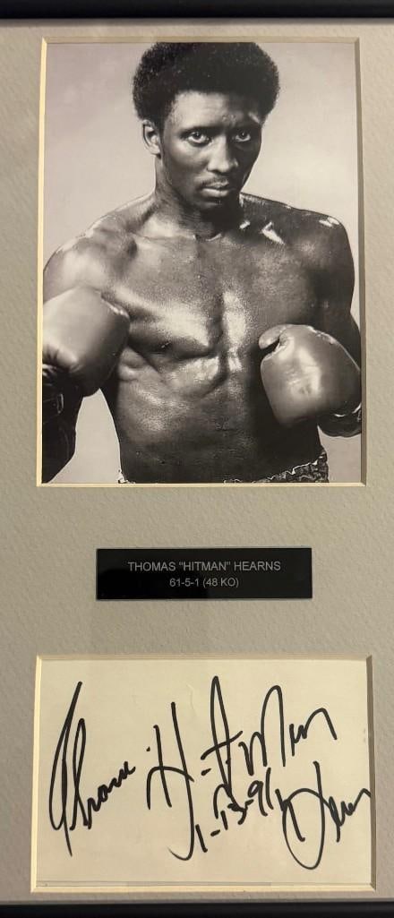 Four Kings: Marvin Hagler, Sugar Ray Leonard, Thomas Hearns & Roberto Duran Framed Signed Cards - 4