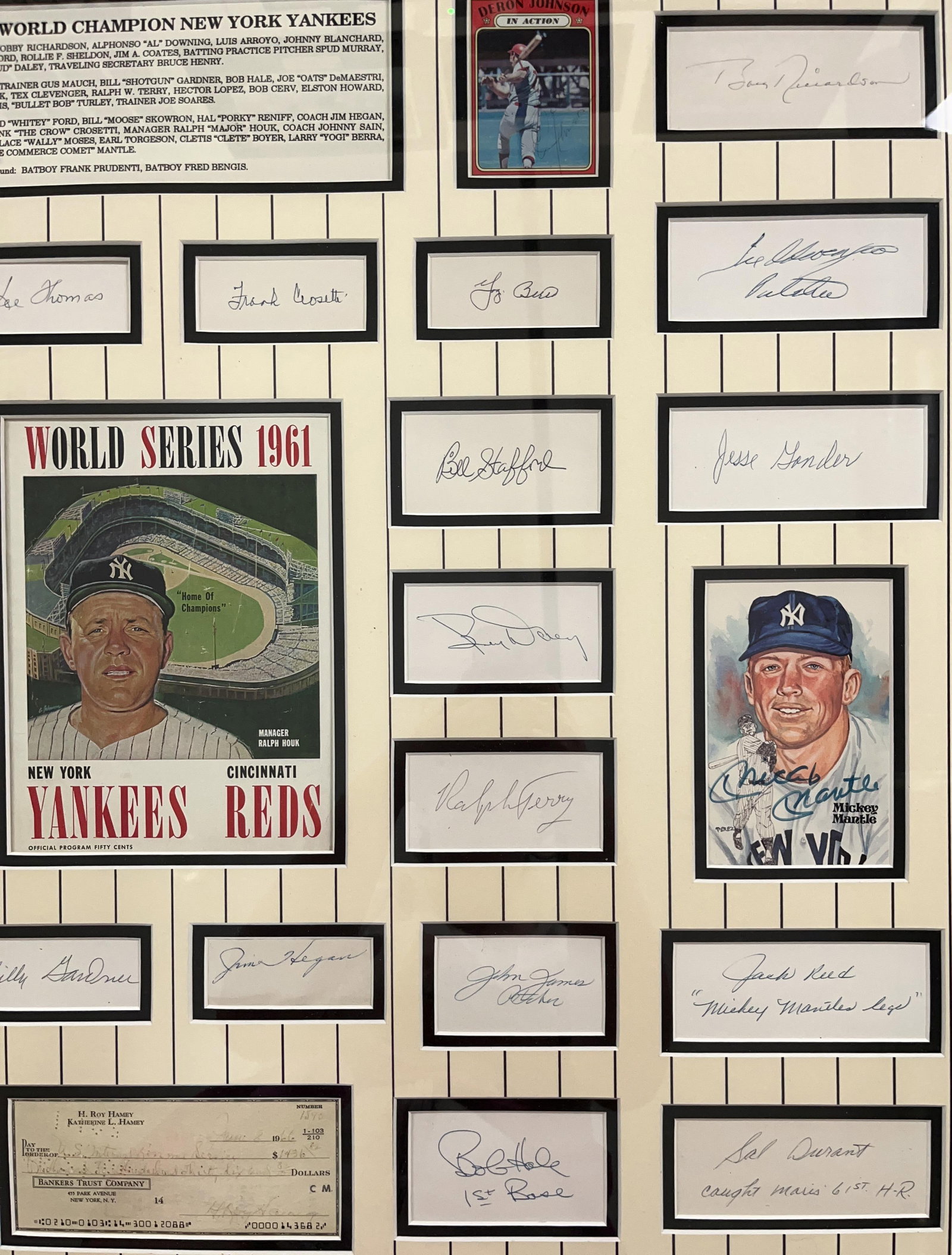 New York Yankees 1961 World Champions Framed Display of 40+ Signed Cuts (James Spence Note) - 4