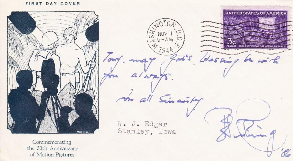 Peter Cushing Signed 1986 First Day Cover 50th Motion Picture Anniversary (PSA/DNA Encapsulated) - 2