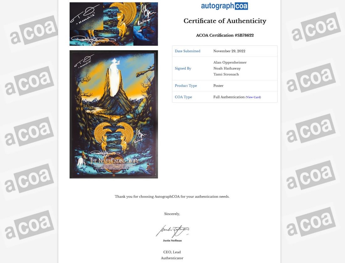 The Neverending Story Multi Cast Signed 25" x 7" Print (3 Sigs) (ACOA) - 3