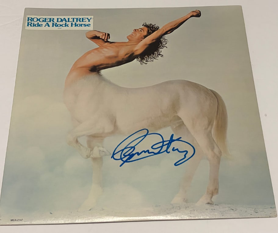 The Who: Roger Daltrey Signed "Ride a Rock Horse" LP Album (Third Party Guaranteed): "Ride a Rock Horse" LP album signed on the cover in blue felt tip marker by The Who band member Roger Daltrey. Measuring approximately 12" x 12" and in fine condition. Record is included. Provenance E