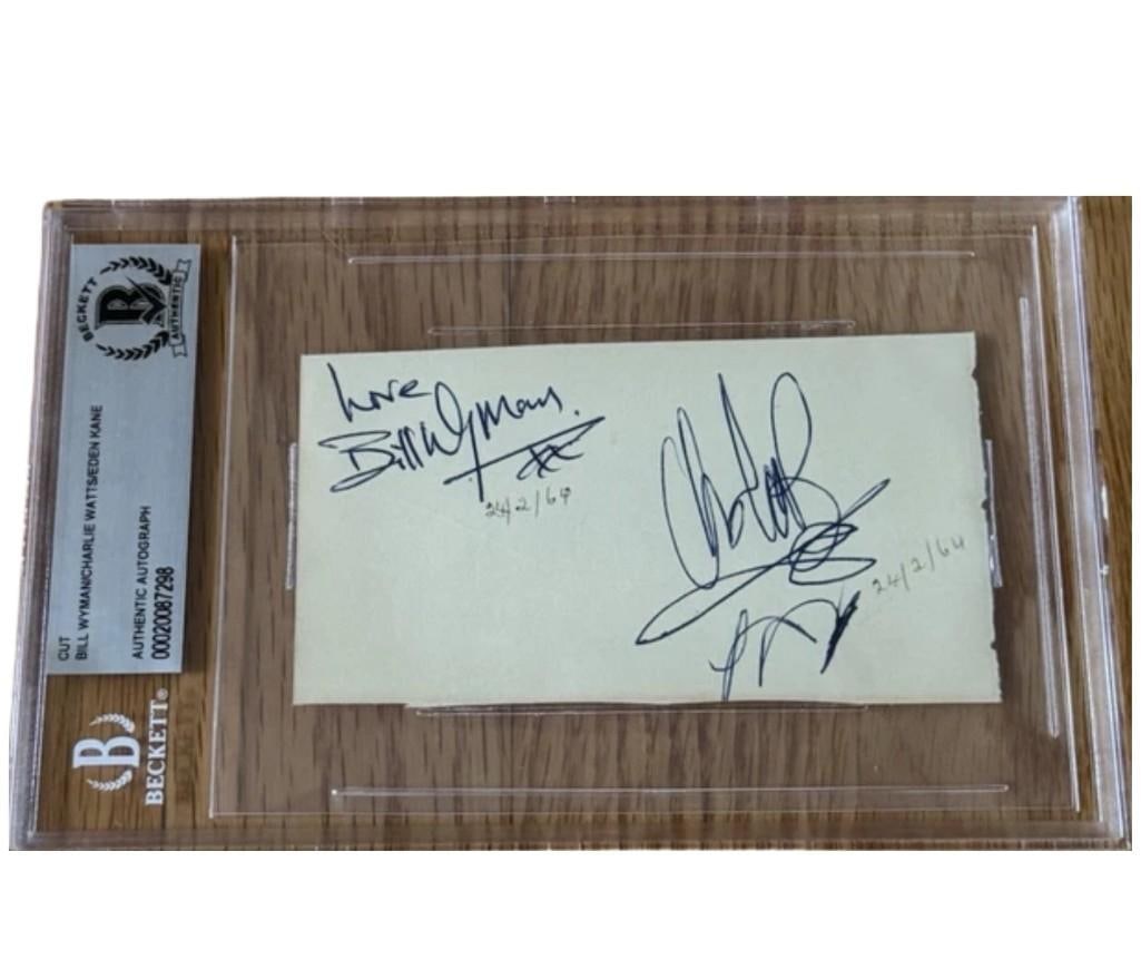 The Rolling Stones Fully Group Signed Set of (3) Album Pages (5 Sigs) (Beckett Encapsulated) - 3