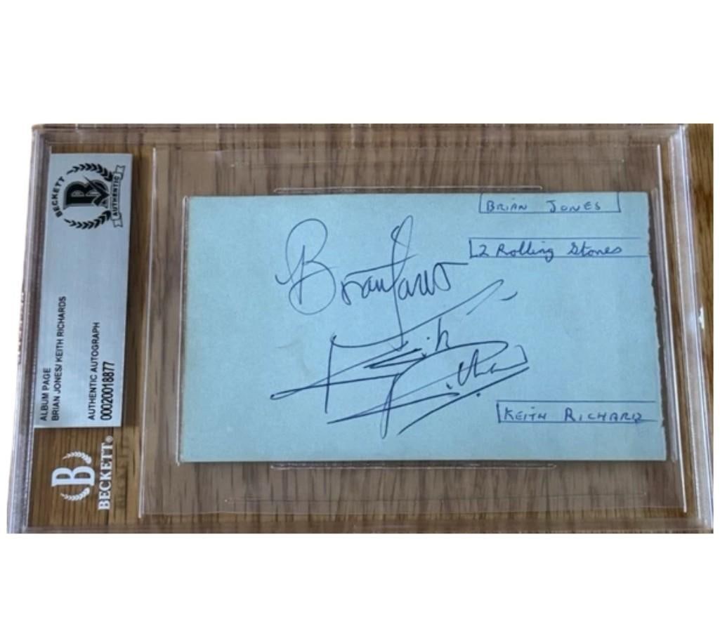 The Rolling Stones Fully Group Signed Set of (3) Album Pages (5 Sigs) (Beckett Encapsulated) - 4