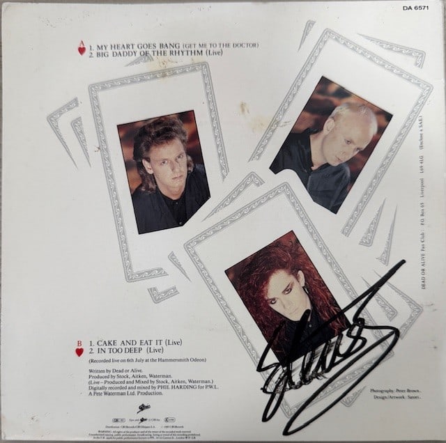 Dead or Alive: Pete Burns & Steve Coy Signed "My Heart Goes Bang" 45 (2 Sigs) - 2
