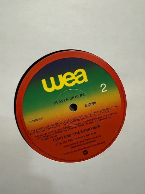 Echo & the Bunnymen Group Signed "Heaven Up Here" LP Album (4 Sigs) (Third Party Guaranteed) - 3