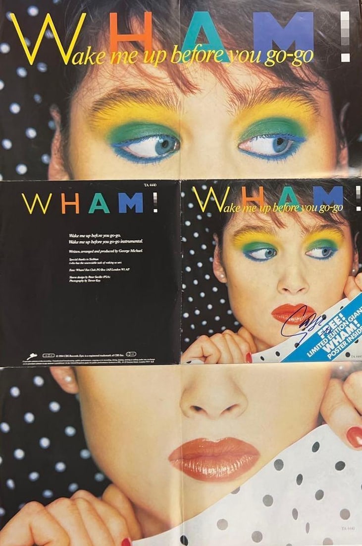 Wham! George Michael Signed "Wake Me Up Before You Go-Go" Album Poster (Beckett) - 3
