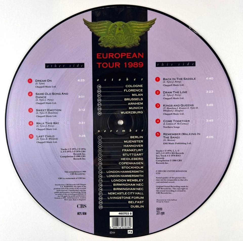 Aerosmith Fully Group Signed "Greatest Hits" Picture Disc (5 Sigs) (JSA Authentication) - 2