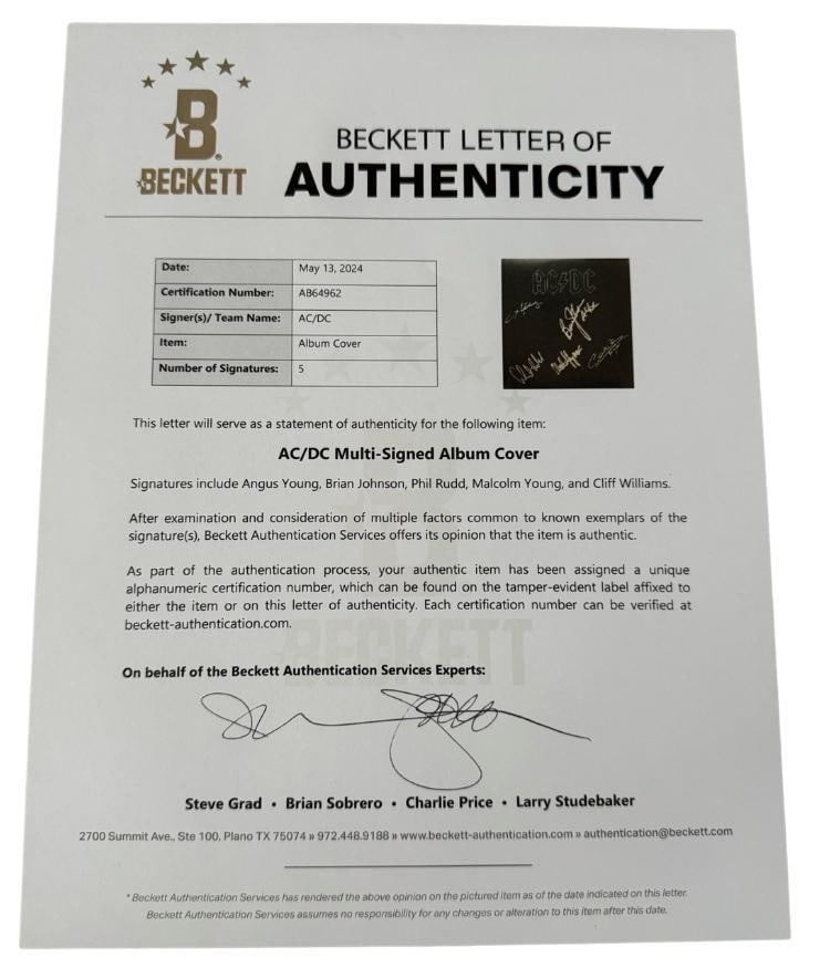AC/DC Fully Group Signed "Back in Black" Album (5 Sigs) (Beckett & Epperson Authentication) - 3