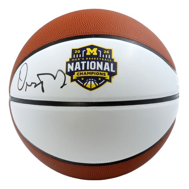 Dusty May Signed Michigan Wolverines 2026 Championship Baden Brand Basketball (JSA Authentication): Michigan Wolverines 2026 Championship Baden brand basketball signed in black felt tip marker by mens basketball coach Dusty May. Measuring approximately 29.5" x 29.5" and in fine condition.