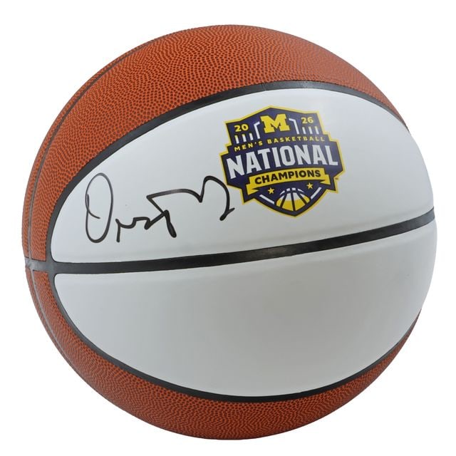 Dusty May Signed Michigan Wolverines 2026 Championship Baden Brand Basketball (JSA Authentication) - 2