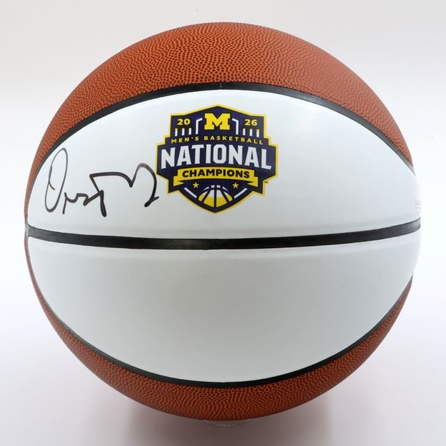 Dusty May Signed Michigan Wolverines 2026 Championship Baden Brand Basketball (JSA Authentication) - 5