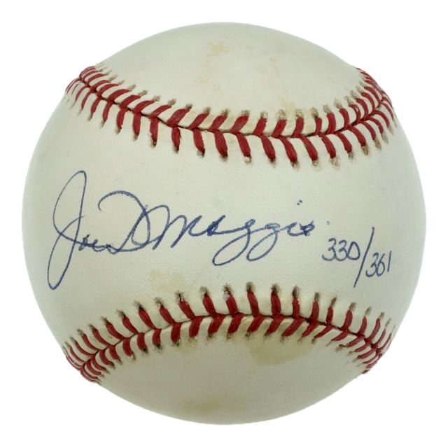 Joe DiMaggio Signed Rawlings Brand OMLB Baseball Custom Wooden Display (Beckett) - 2