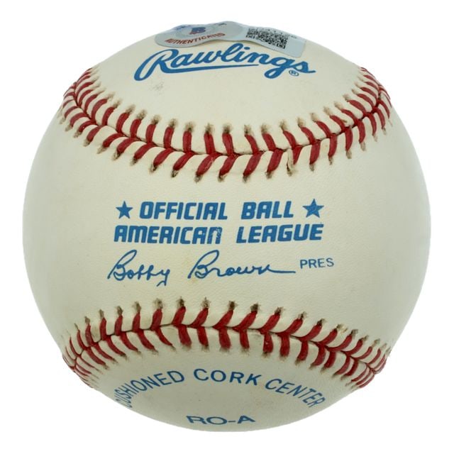 Joe DiMaggio Signed Rawlings Brand OMLB Baseball Custom Wooden Display (Beckett) - 5