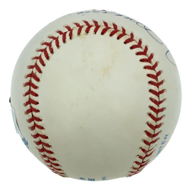 Joe DiMaggio Signed Rawlings Brand OMLB Baseball Custom Wooden Display (Beckett) - 7