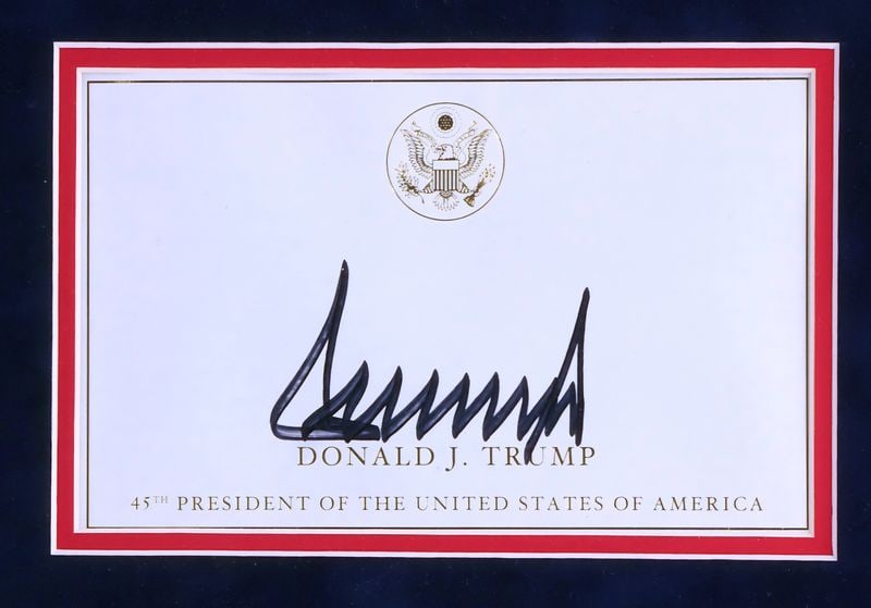 President Donald Trump Signed "Save America" 26" x 17" Framed Cut Display (JSA Authentication) - 2