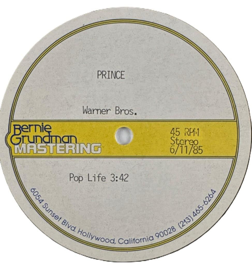 Prince "Pop Life" Original Vintage 1985 Acetate - 2