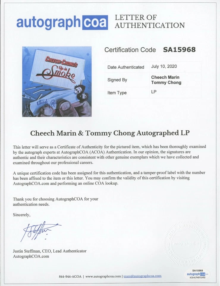 Cheech & Chong Fully Signed "Up in Smoke" Album (ACOA Authentication) - 2