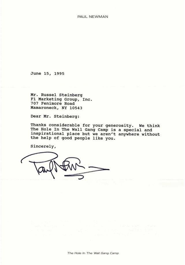 Paul Newman Signed Personal Stationary 1995 Letter & Envelope (JSA Authentication) (1 of 3)