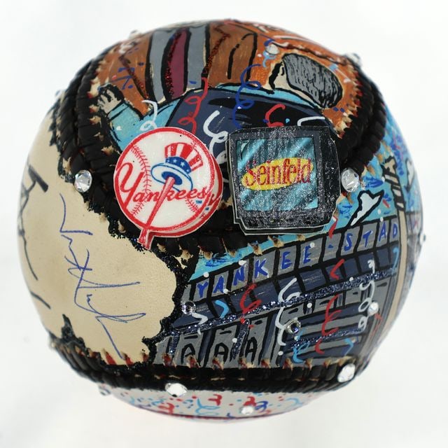 George Steinbrenner & Jason Alexander Signed Charles Fazzino Hand-Painted Baseball (JSA/Fanatics) - 4