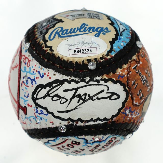 George Steinbrenner & Jason Alexander Signed Charles Fazzino Hand-Painted Baseball (JSA/Fanatics) - 6