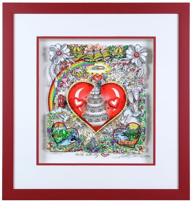 Charles Fazzino 20.75" x 22" "With All My Heart" Framed 3D Serigraph (Third Party Guaranteed) - 2