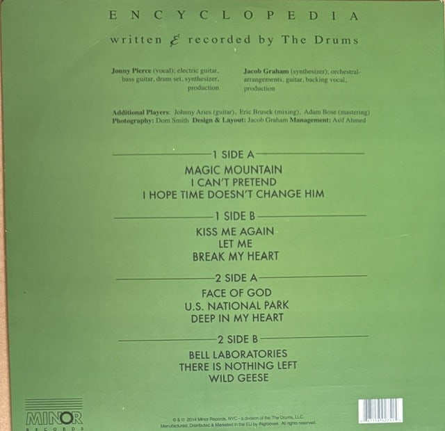 The Drums Group Signed "Encyclopedia" LP Album (2 Sigs) (Third Party Guaranteed) - 2