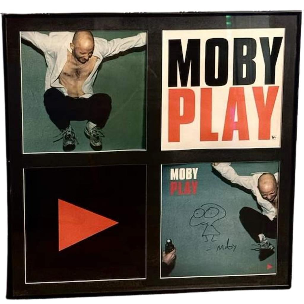 Moby Signed 28" x 28" "Moby Play" Poster Framed Display (Epperson Authentication) (1 of 3)