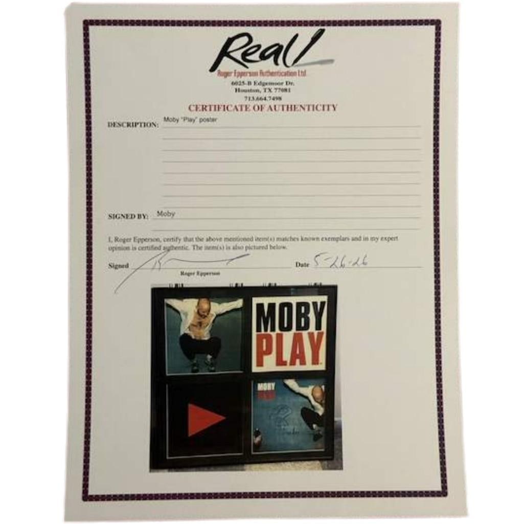 Moby Signed 28" x 28" "Moby Play" Poster Framed Display (Epperson Authentication) - 3