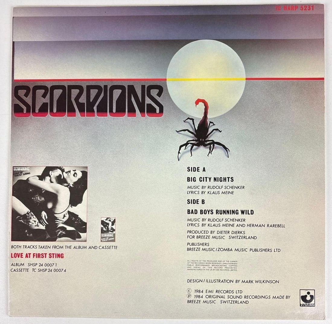 Scorpions Fully Group Signed "Big City Nights" Picture Disc (5 Sigs) (Beckett Authentication) - 2