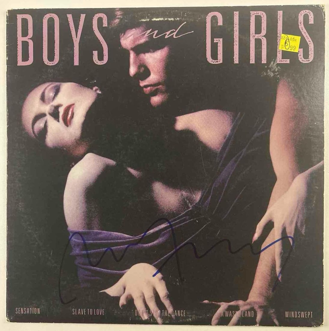 Roxy Music: Bryan Ferry Signed "Boys and Girls" Album (Beckett Authentication): "Boys and Girls" album signed on the cover in blue felt tip marker by Roxy Music band member Bryan Ferry. Measuring approximately 12" x 12" and in very good condition, with some signs of scattered