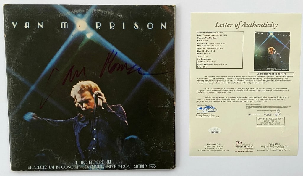 Van Morrison Signed "It's Too Late to Stop Now" Double LP Album (JSA Authentication) - 4