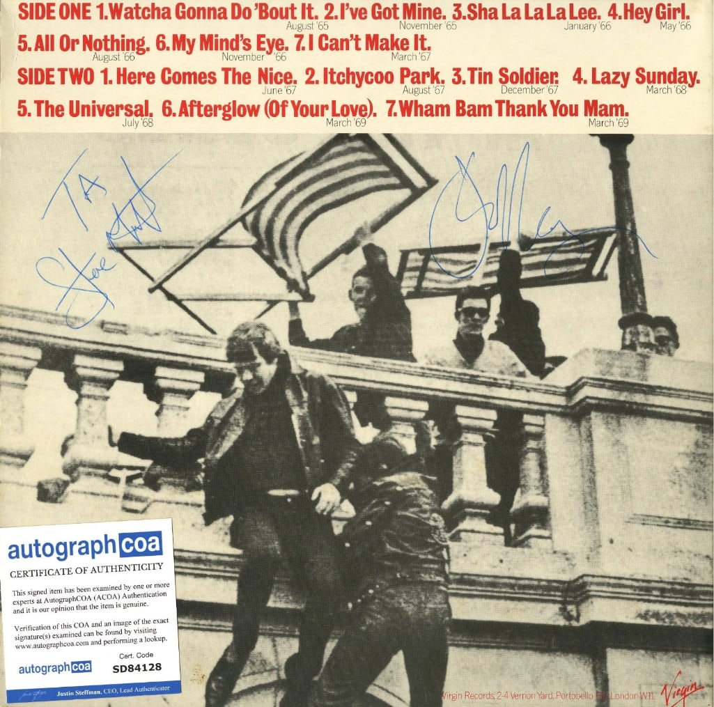 Faces: Ian McLagan & Steve Marriott Signed "Small Faces Big Hits" Album (2 Sigs) (ACOA) (1 of 2)