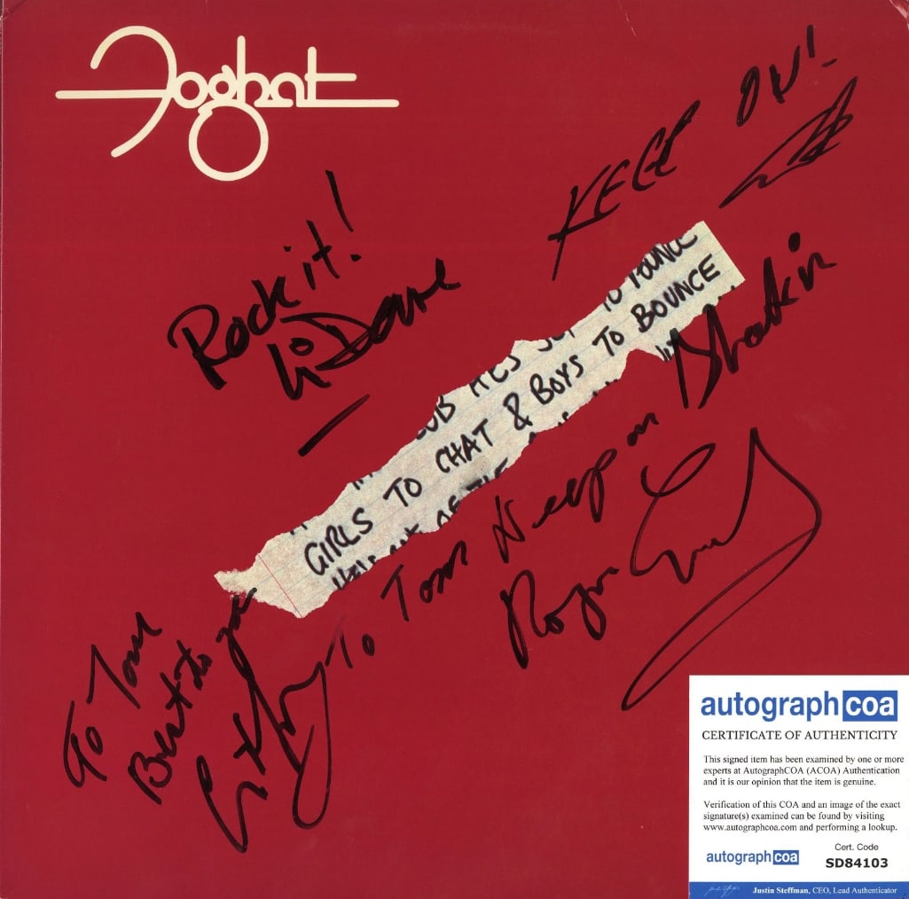 Foghat Fully Group Signed "Girls to Chat & Boys to Bounce" Album (4 Sigs) (ACOA Authentication) (1 of 1)